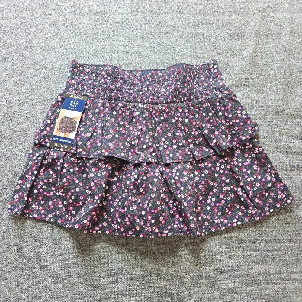 Gap Kids Girls Soft Lightweight Relaxed Fit Pull-On Tiered Skort XL 14/16 Floral